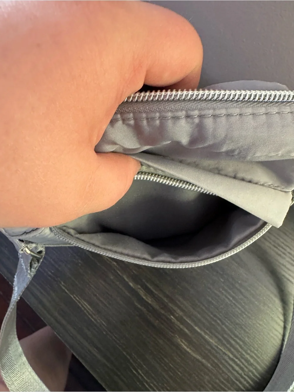 Compact Gray Crossbody Bag